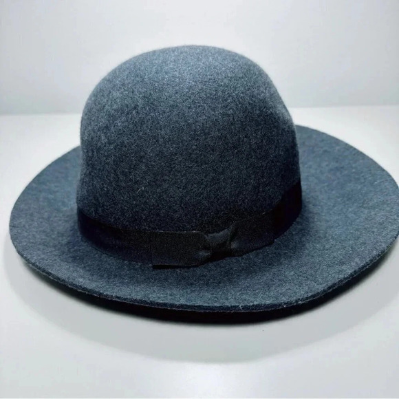 Banana Republic Womens Size M/L Wool Wide Brim Grey Fedora Hat - Picture 4 of 7